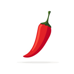 A_Simple_flat_2D_icon_of_a_chili_pepper_isolated_on_a_white, simple illustration with EPS format design, simple flat 2D icon, minimalist design, clipart