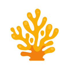 A_Simple_flat_2D_icon_of_a_coral_reef_piece_isolated_on_white background, simple illustration with EPS format design, simple flat 2D icon, minimalist design, clipart