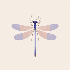 A_Simple_flat_2D_icon_of_a_damselfly_isolated_on_a_white background, simple illustration with EPS format design, simple flat 2D icon, minimalist design, clipart