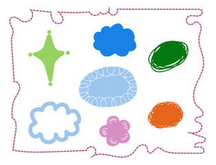 手描きフレーム、雲、光、花