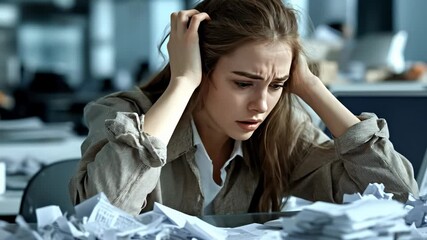Video career burnout: tired worker, mental stress, duty burden, job strain, task demand, daily fatigue, office pressure, corporate weight, emotional toll, productivity slump, professional struggle,
