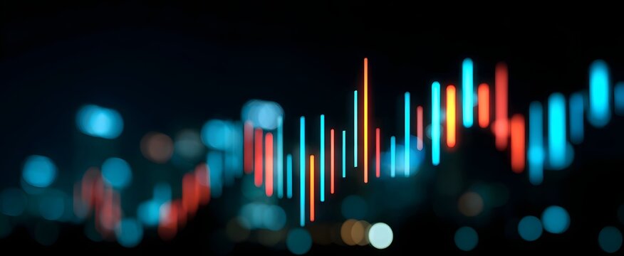 Stock market charts dance like lively waves across glowing digital screens full of financial data