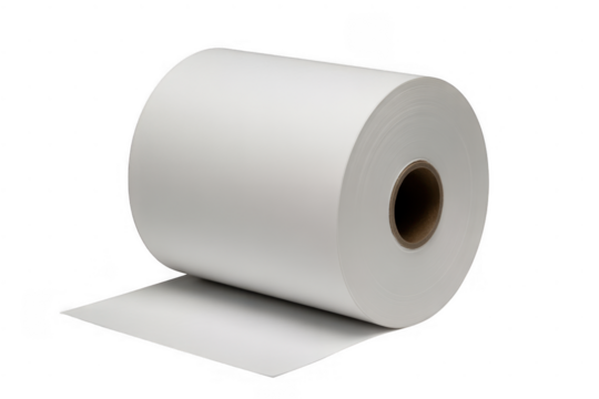 White paper roll with unrolled sheet isolated on a transparent background
