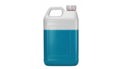 White plastic jug with blue liquid isolated on a transparent background