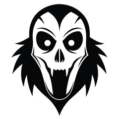 horror mask black and white silhouette on white background