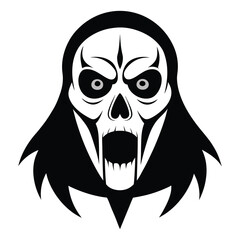 horror mask black and white silhouette on white background