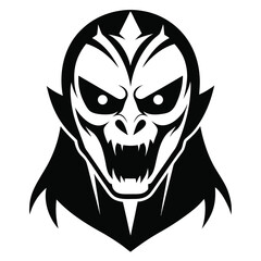 horror mask black and white silhouette on white background