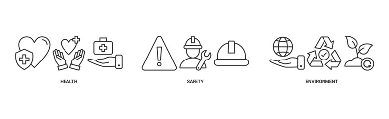 HSE banner web icon vector illustration for Health Safety Environment in the corporate occupational safety and health
