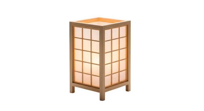 Japanese style wooden lamp isolated on transparent background