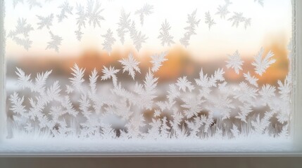 Intricate frost crystals forming beautiful patterns on a window
