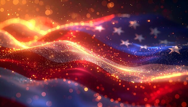 Artistic depiction of an undulating flag with stars and stripes - Powered by Adobe