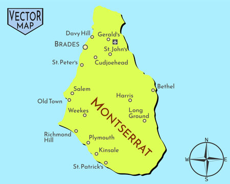 Simple isolated vector map of Caribbean island Montserrat.