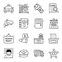 Set of Law and Justice linear Icons 