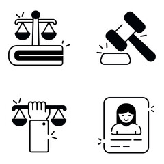 Set of Justice, Law and Fairness  Solid  Icons 