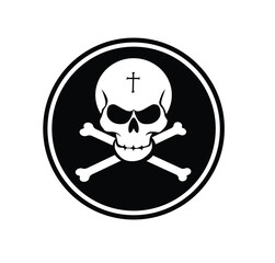 Skull whit bones in illustrator on white