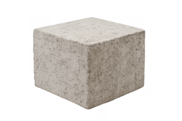 Concrete cube block isolated on transparent background, industrial construction building material element
