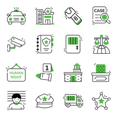 Set of Law and Justice Flat Icons 