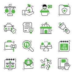 Set of Justice and Fairness Flat Icons 