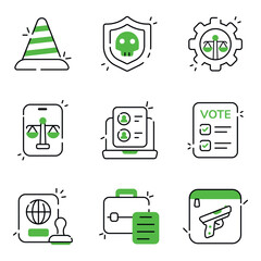 Set of Law and Fairness Flat Icons 