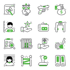 Set of Law and Equity Flat Icons 