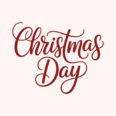 Christmas Day written in a joining script style with a bold and stylish stroke in high-quality vector format, designed as a festive decorative typography logo ideal for holiday greetings, seasonal art