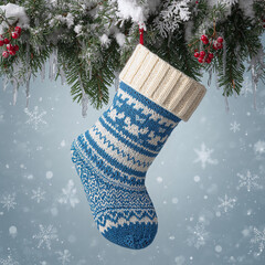 AI-Generated Christmas Stocking Image | Cozy Snowy Gift Display