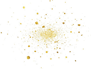 Golden glitter splash abstract design element isolated on white background for festive decoration and celebration concepts