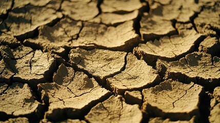 Fototapeta premium Close up view of dried and cracked mud surface patterns