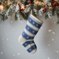 Christmas Stocking with Gifts on Snow | Festive Holiday Scene