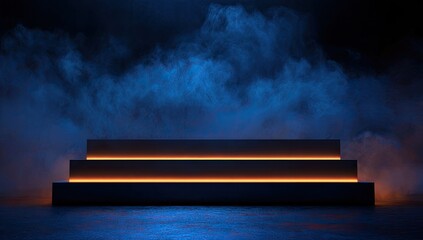 Empty stage with neon lighting