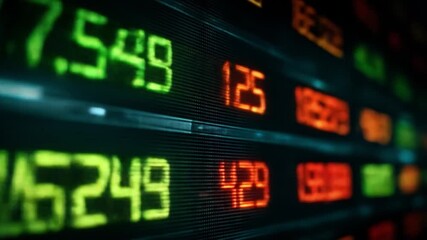 Digital display showing numbers in green red and yellow - Powered by Adobe