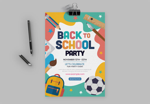 Back to School Party Poster Template