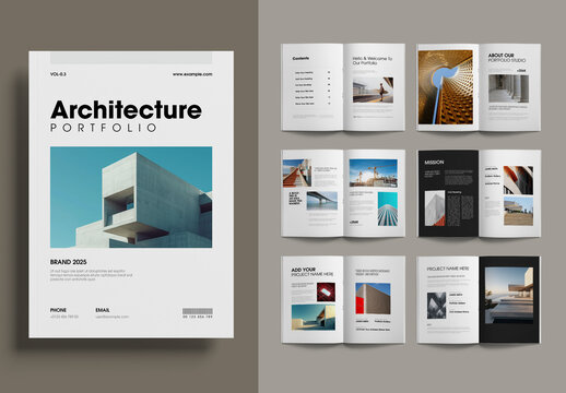 Architecture Portfolio Template Layout for Modern Construction