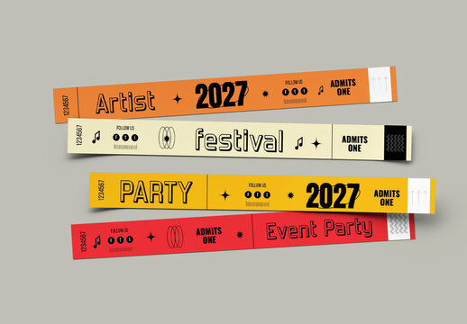 Colorful Festival Event Wristband Ticket Design Layout