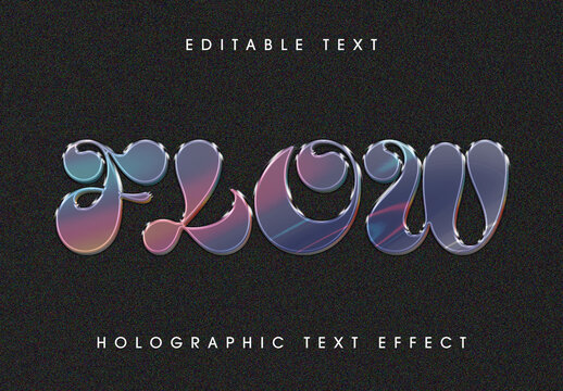 Holographic Text Effect Mockup Layout