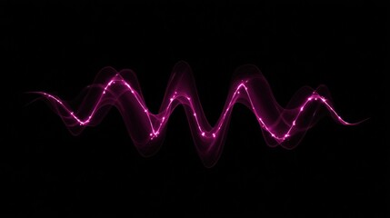 A vibrant pink wave pattern on a black background, ideal for technology, music, or digital art projects, It symbolizes energy and movement, perfect for graphics, presentations, or advertising,