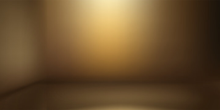 Dark gold gradient background studio with two lights shiny abstract pattern, modern and luxury empty room interior for premium product display lighting.