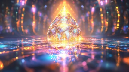 Glowing intricate world map mosaic illustration in digital art