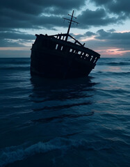 Fototapeta premium Silent Shipwreck at Dusk
