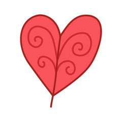 A heart-shaped leaf with gentle line ornaments inside, giving it a soft and charming botanical appearance. Great for decorative visuals, eco-themed graphics, floral patterns, and romantic nature