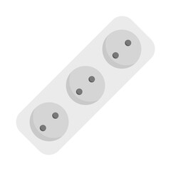 A three-hole white power socket illustration with clear and minimal styling. Suitable for home and office visuals, electrical icons, appliance graphics, energy concepts, and vector designs.