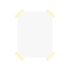Note paper illustration with tape on all four corners, giving a pinned memo look. Suitable for planners, reminders, UI elements, scrapbooking, or decorative stationery graphics.