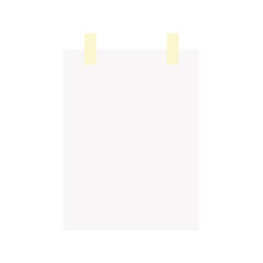 Minimal note paper secured with tape at the top edge. Ideal for message displays, planner visuals, UI reminders, scrapbooking designs, or decorative stationery elements.