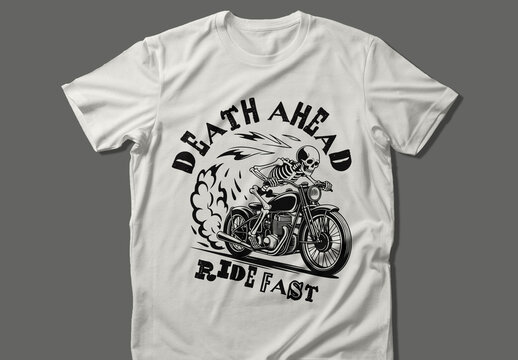 Vintage Motorcycle Skeleton Rider T Shirt Design Template