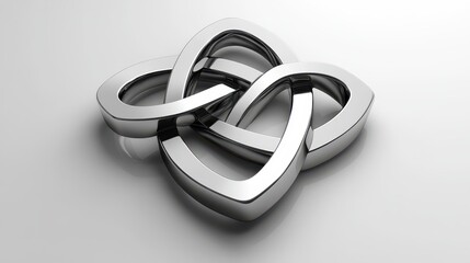 Polished steel interlocking geometric shapes creating a design