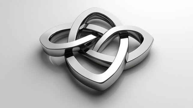 Polished steel interlocking geometric shapes creating a design