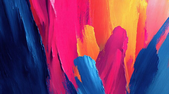 Vibrant abstract painting showcasing bold strokes of pink, orange, and blue, perfect for art projects, home dÃ©cor, or creative backgrounds, This image adds a lively touch to any design,