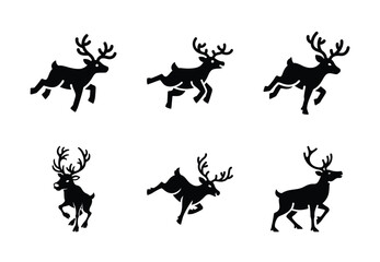 Fototapeta premium christmas clumsy reindeer silhouette icon set collection with spiral and solid styles