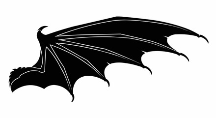 Isolated black silhouette of a mythical dragon wing.