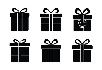 christmas jolly present pop silhouette icon set collection with spiral and solid styles